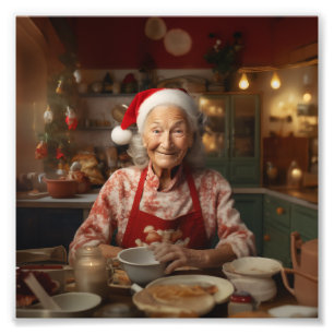 Mrs Santa Baking Cake Photo Print