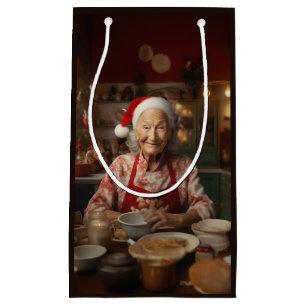 Mrs Santa Baking Cake Small Gift Bag