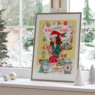 Mrs Santa Chirstmas Nutcracker Cookies Kitchen Poster