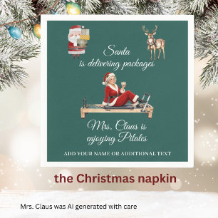 Mrs. Santa Claus Enjoys Pilates Name  Napkin