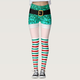 Mrs Santa Claus green glitter Leggings