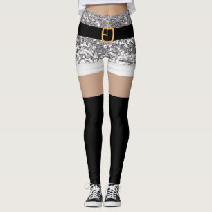 Mrs Santa Claus Silver glitter Leggings