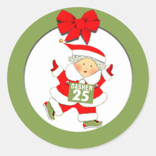Mrs. Santa Runner Racing Classic Round Sticker
