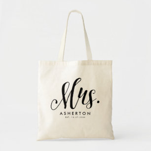 Mrs. script personalised newlywed bride tote bag