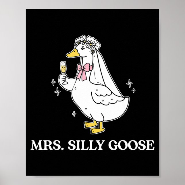 Mrs silly bride goose couple matching wedding poster (Front)