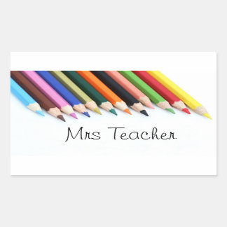 Mrs Teacher colour pencils Rectangular Sticker