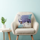 Mrs. Teal Damask Purple Vintage Peacock Birdcage Cushion<br><div class="desc">You can Personalise this Beautiful Elegant Vintage Elements Purple, Blue and Grey Peacock Rustic Birdcage with Whimsical Swirly Vines and Greenery Pillow to say anything you like or use the existing Mrs.for a Monogram or Buy Two for the Newlyweds Mr. and Mrs. The 2nd Anniversary is the Cotton Anniversary which...</div>