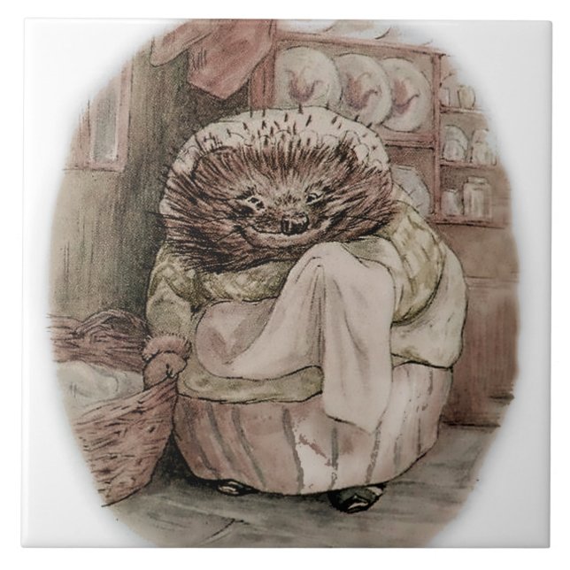 “Mrs Tiggy-Winkle the Hedgehog” by Beatrix Potter Ceramic Tile (Front)