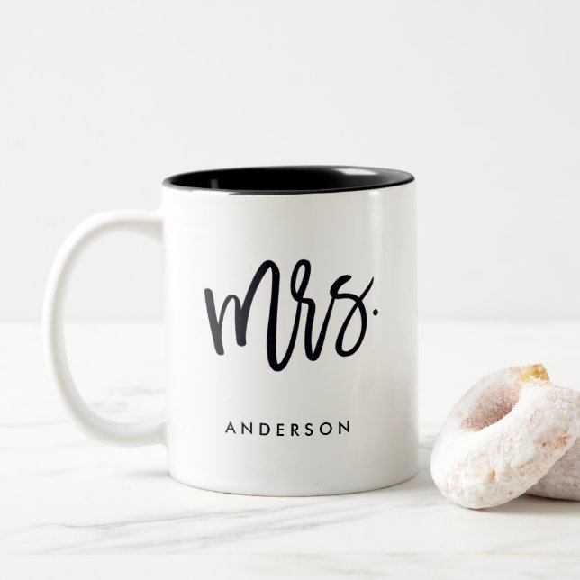 Mrs.Trendy Script Personalised Two-Tone Coffee Mug (With Donut)