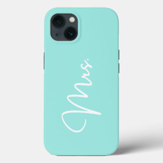 "Mrs.", Turquoise iPhone Case