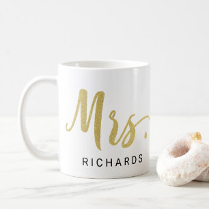 MRS. Typography Glitter FAUX GOLD Coffee Mug