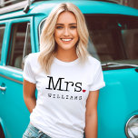 Mrs Vintage Black Personalised Wedding Monogram T-Shirt<br><div class="desc">Custom last name shirt for the Mrs or Future Mrs. Features vintage typewriter text in black with a red heart accent. Visit our store for the matching Mr shirt - these make a unique wedding gift,  and perfect for the couple to wear on the honeymoon!</div>