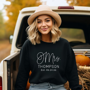 Mrs White Modern Script Custom Wedding Newlywed Sweatshirt