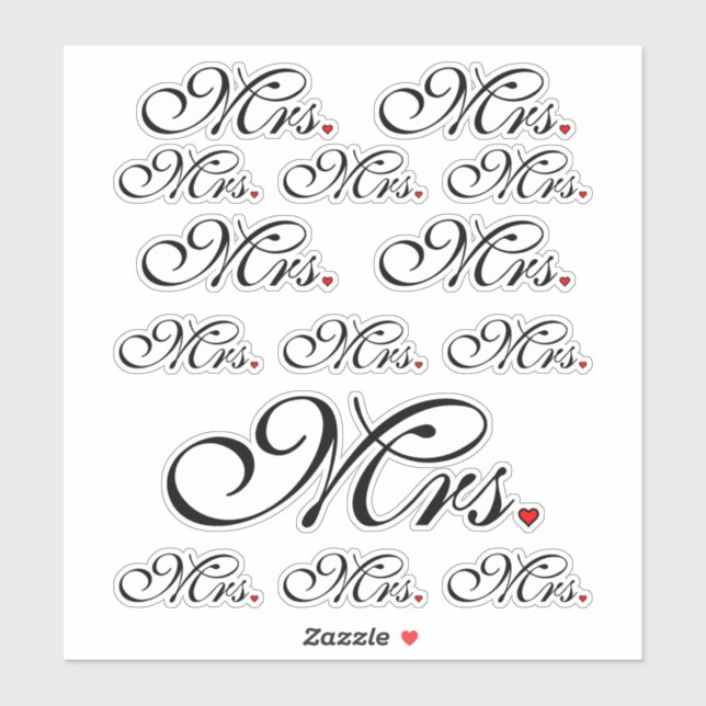 Mrs. Wife Bride Click to Customise Colour Stripes (Sheet)