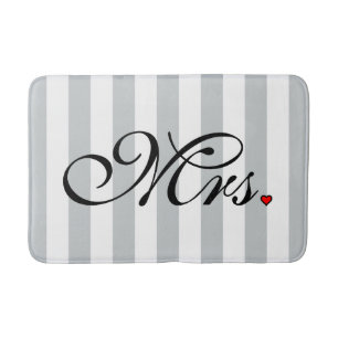 Mrs. Wife Bride Click to Customise Colour Stripes Bath Mat