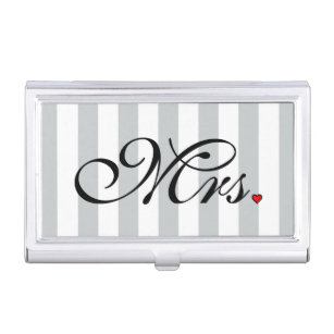Mrs. Wife Bride Click to Customise Colour Stripes Business Card Holder