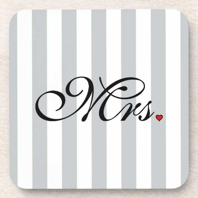 Mrs. Wife Bride Click to Customise Colour Stripes Coaster (Front)