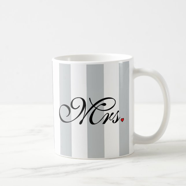 Mrs. Wife Bride Click to Customise Colour Stripes Coffee Mug (Right)