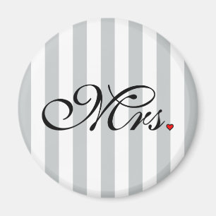 Mrs. Wife Bride Click to Customise Colour Stripes Magnet