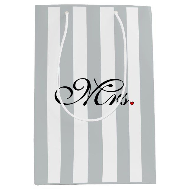 Mrs. Wife Bride Click to Customise Colour Stripes Medium Gift Bag (Front)