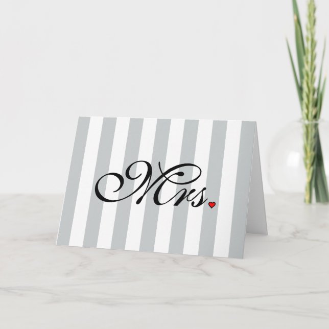 Mrs. Wife Bride Click to Customise Colour Stripes Note Card (Front)