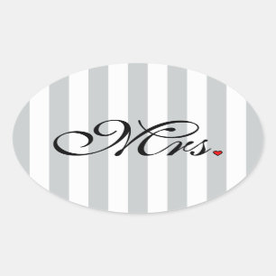 Mrs. Wife Bride Click to Customise Colour Stripes Oval Sticker