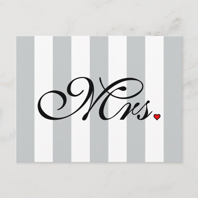 Mrs. Wife Bride Click to Customise Colour Stripes Postcard (Front)
