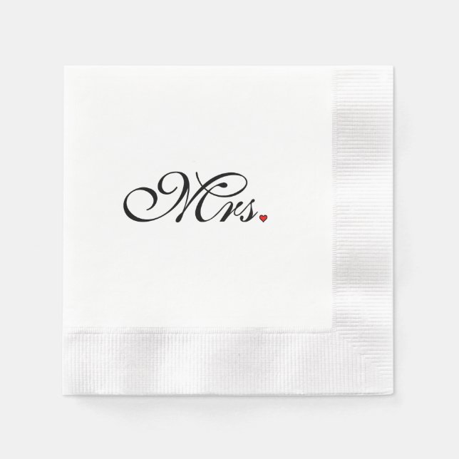 Mrs. Wife Bride His Her Newly Weds Napkin (Front)
