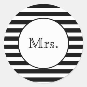 Mrs. with Black & White Stripes Classic Round Sticker