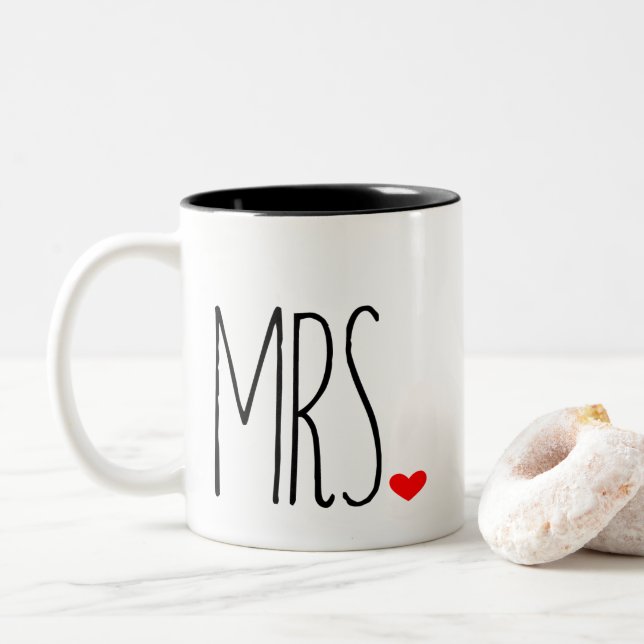Mrs. with heart Two-Tone coffee mug (With Donut)