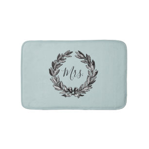 Mrs Wreath Turquoise Bath Mat