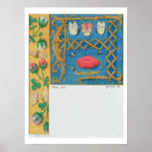 Ms 134 Illuminated letter `A' and side border of f Poster