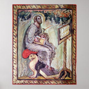 Ms 1 fol.90v St. Luke, from the Ebbo Gospels Poster