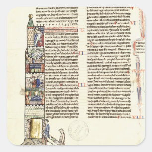 Ms 21 f.167v Construction of a Tower Square Sticker