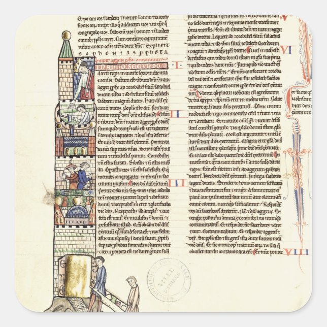 Ms 21 f.167v Construction of a Tower Square Sticker (Front)