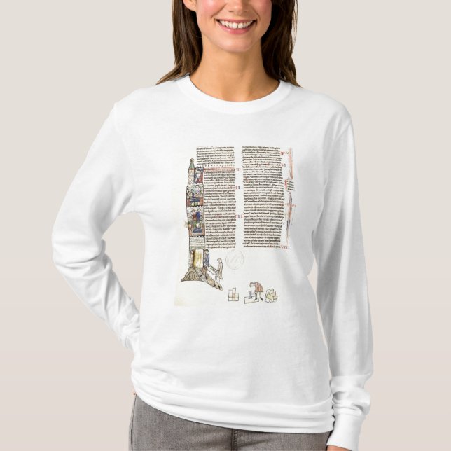 Ms 21 f.167v Construction of a Tower T-Shirt (Front)