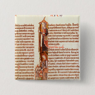 Ms 21 fol.97 Ruth and Boaz, from a Bible 15 Cm Square Badge