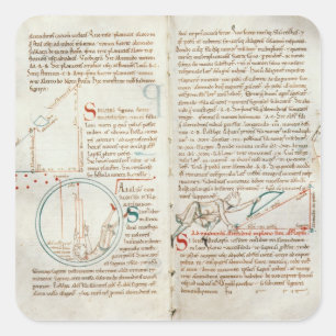 Ms 235 f.32 & 33 Geometry, from a 'Traite d'Astron Square Sticker