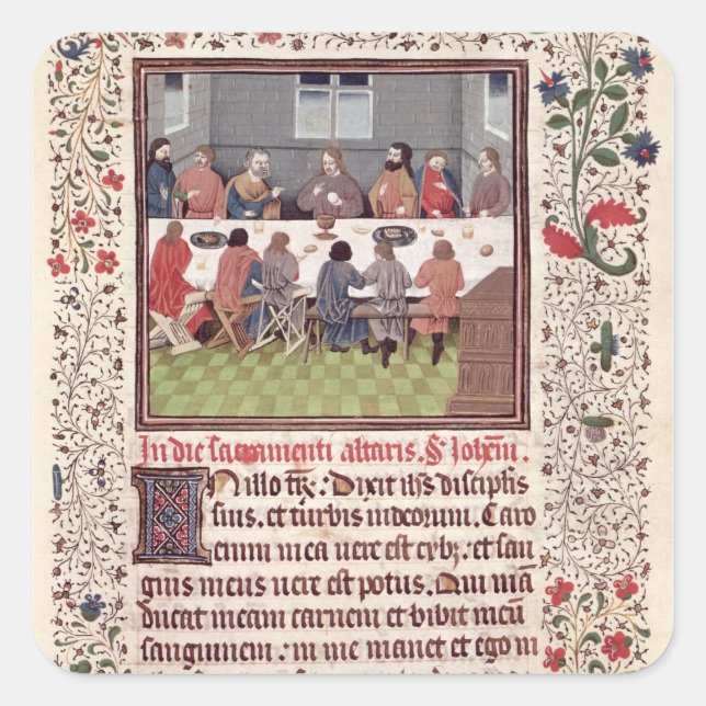 Ms 370 fol.184 The Last Supper Square Sticker (Front)