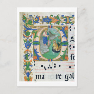 Ms 515 f.1r The Miraculous Draught of Fishes, from Postcard
