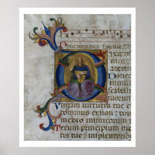 Ms 531 f.169v Historiated initial 'D' depicting Ki Poster