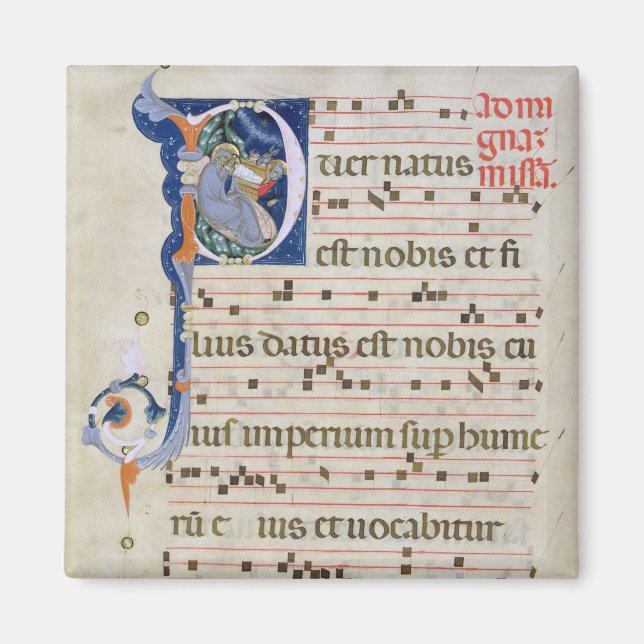 Ms 561 Page with historiated initial 'P' depicting Magnet (Front)