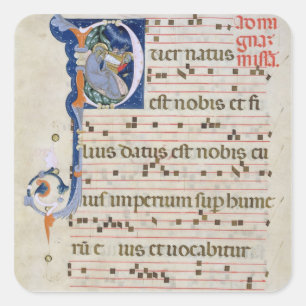 Ms 561 Page with historiated initial 'P' depicting Square Sticker