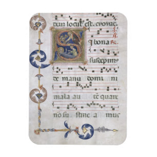 Ms 564 f.13v Page with historiated initial 'S' dep Magnet