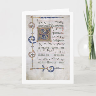 Ms 564 f.13v Page with historiated initial 'S' dep Note Card