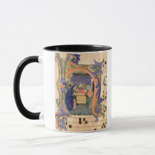 Ms 571 f.6r Historiated initial 'H' depicting the Mug