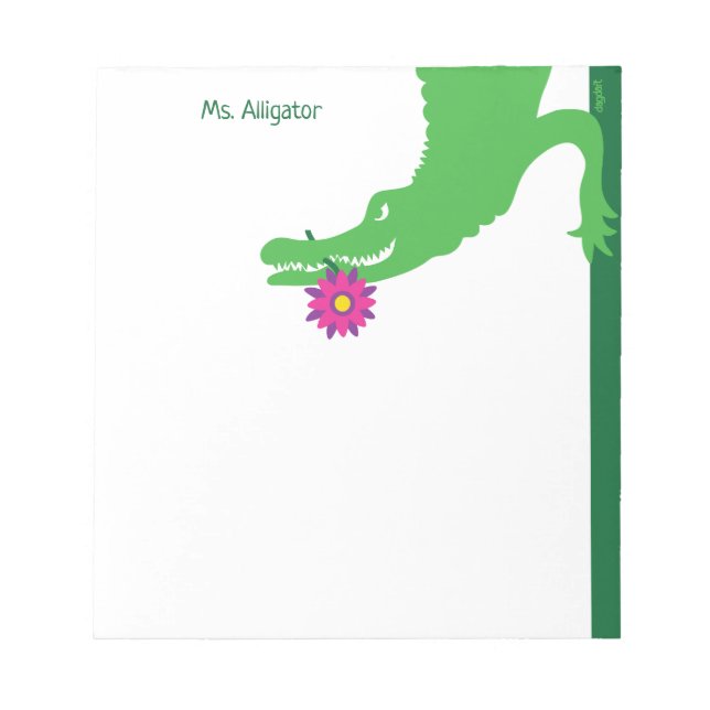 Ms. Alligator Whimsical Notepad (Front)