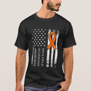 Ms Awareness, Distressed Flag And Orange Ribbon 1 T-Shirt