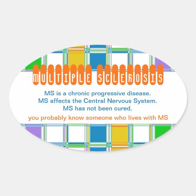 MS Awareness Oval Stickers for Multiple Sclerosis (Front)