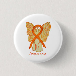 MS Awareness Ribbon Orange Angel Custom Buttons